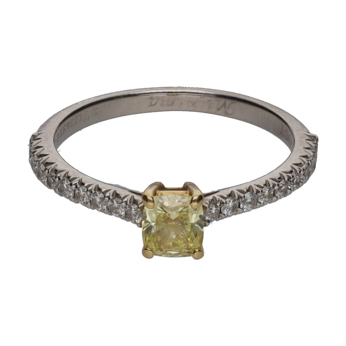 ANILLOS DE COMPROMISO Solitario firmado tiffany & co en platino con brillante fancy intense 0.40Ct. Talla 9.
