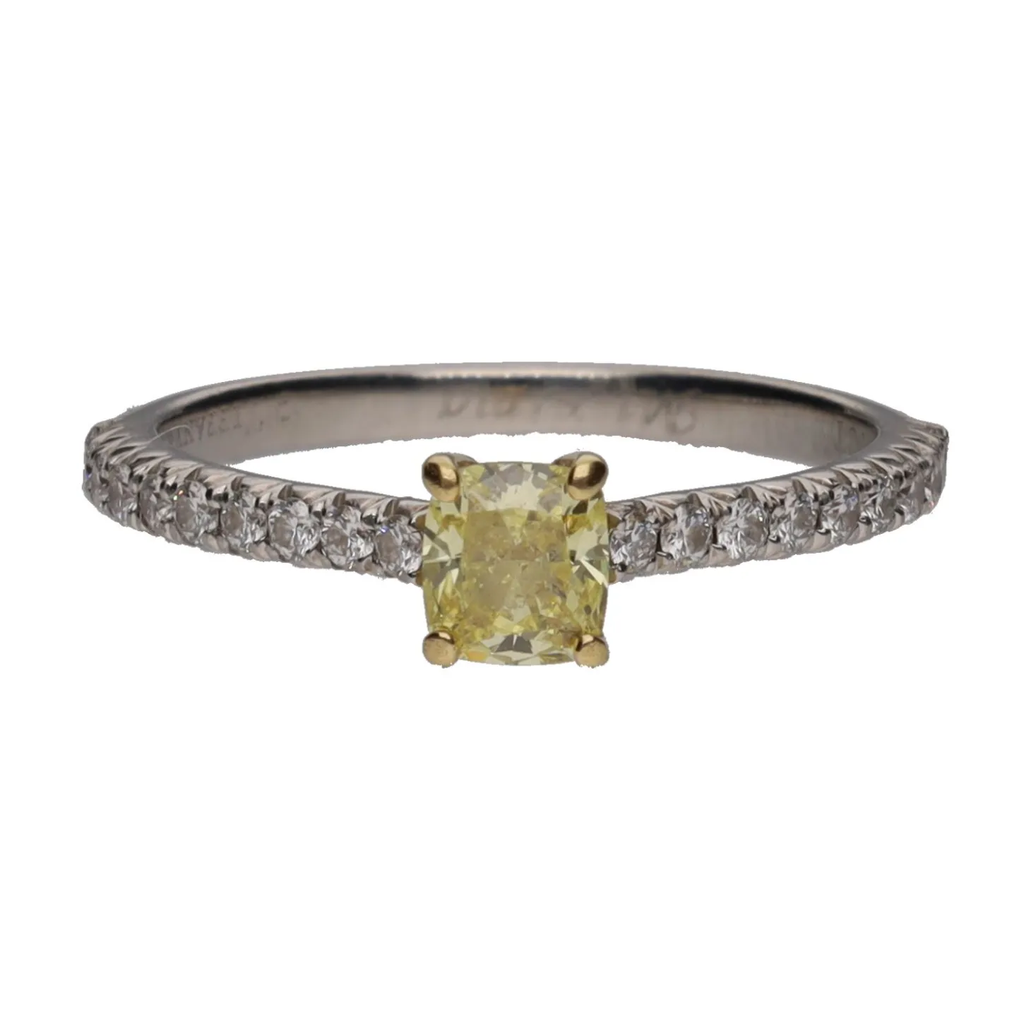 ANILLOS DE COMPROMISO Solitario firmado tiffany & co en platino con brillante fancy intense 0.40Ct. Talla 9.
