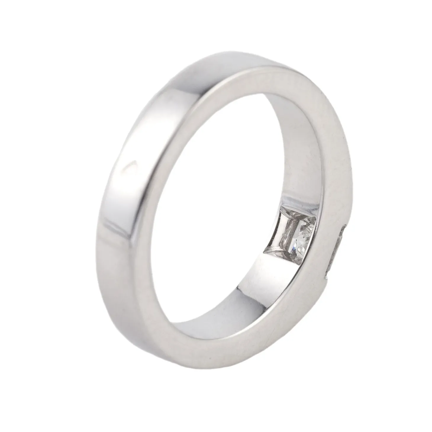 ANILLOS DE COMPROMISO Solitario cartier en oro blanco con un brillante. Talla 48.