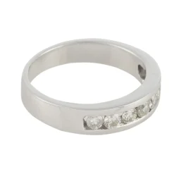 ANILLOS DE COMPROMISO Sortija media alianza oro blanco y diamantes. Talla nº: 12