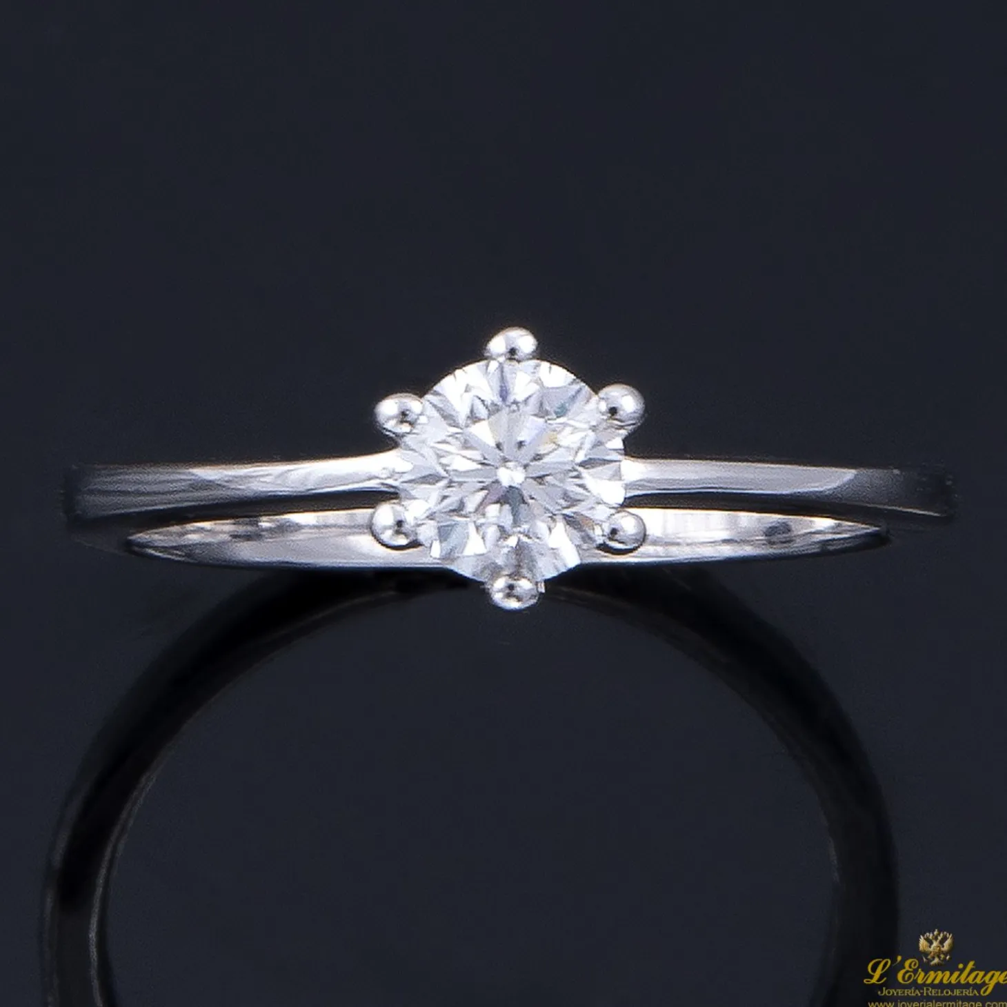 ANILLOS DE COMPROMISO Sortija solitario oro blanco color f, puerza vs2 y peso 0,50 cts.