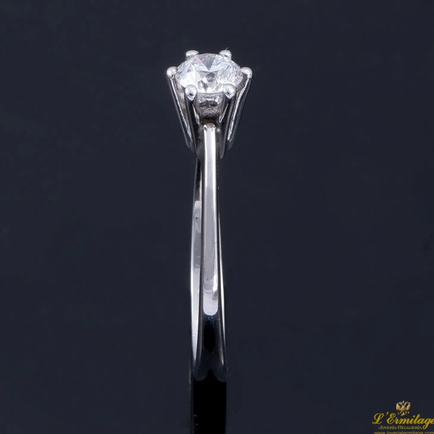 ANILLOS DE COMPROMISO Sortija solitario oro blanco color f, puerza vs2 y peso 0,50 cts.