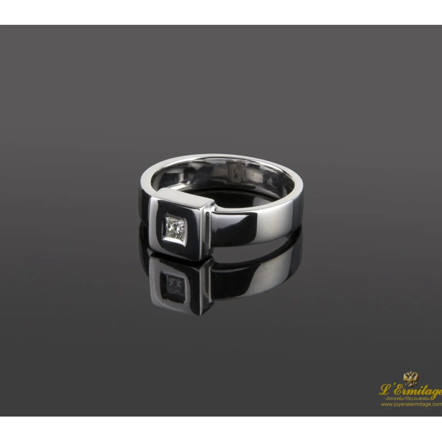 ANILLOS DE COMPROMISO Sortija solitario oro blanco.