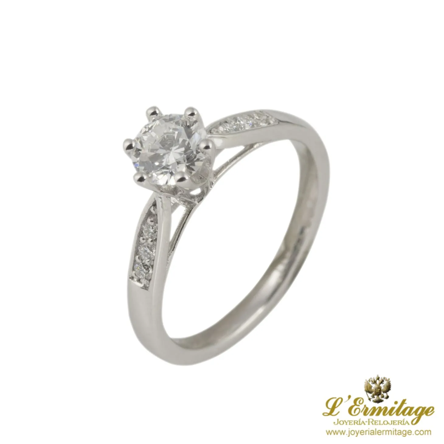 ANILLOS DE COMPROMISO Sortija solitario oro blanco color d, pureza si1 y peso 0,51 cts.