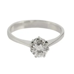 ANILLOS DE COMPROMISO Sortija solitario oro blanco color g, pureza si1 y peso 0,50 cts.