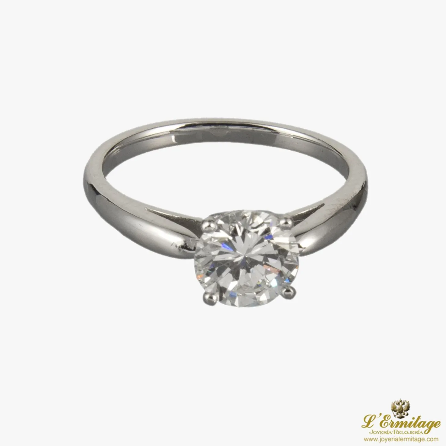 ANILLOS DE COMPROMISO Sortija solitario oro blanco color f, pureza vvs1 y peso 1,10 cts.