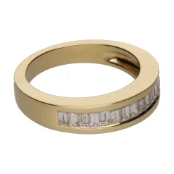 ANILLOS / SORTIJAS Alianza cintillo en oro amarillo con baguettes. Talla 12.