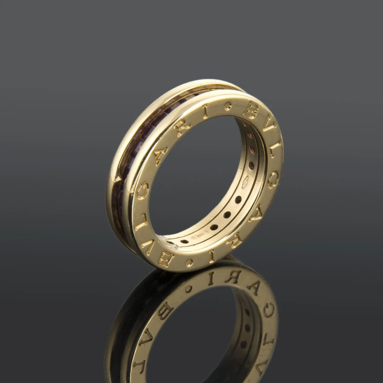 ANILLOS / SORTIJAS Anillo b.Zero1 de una banda en oro rosa de 18 qt y amatistas. Talla nº: 12