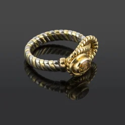 ANILLOS / SORTIJAS Anillo cartier nudo de hércules acero y oro citrino. Talla nº: 14.