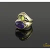 ANILLOS / SORTIJAS Anillo oro amarillo cabuchones amatista y olivino