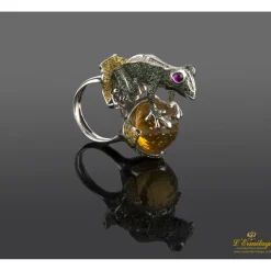 ANILLOS / SORTIJAS Anillo oro blanco rana y citrino