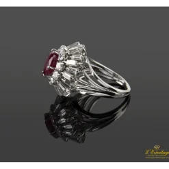 ANILLOS / SORTIJAS Anillo oro blanco rubí baguettes y diamantes