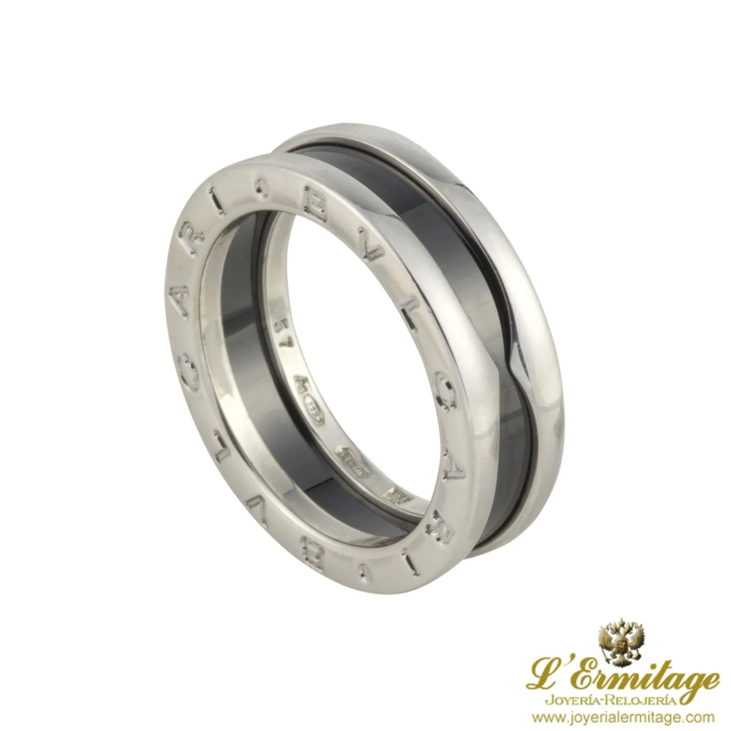 ANILLOS / SORTIJAS Anillo save the children de una banda en plata de ley con cerámica negra. Talla nº: 17.
