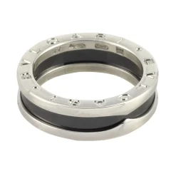 ANILLOS / SORTIJAS Anillo save the children de una banda en plata de ley con cerámica negra. Talla nº: 17.