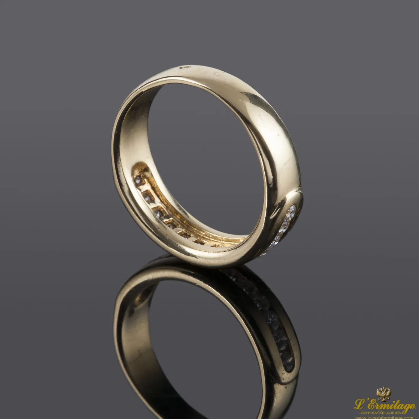 ANILLOS / SORTIJAS Media alianza oro amarillo y diamantes. Talla nº 10