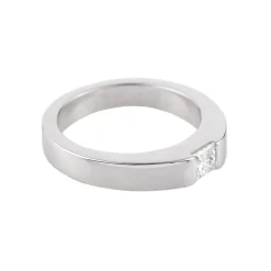 ANILLOS / SORTIJAS Solitario cartier en oro blanco con un brillante. Talla 48.