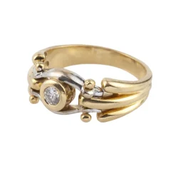 ANILLOS / SORTIJAS Solitario en oro amarillo y oro blanco con un brillante.