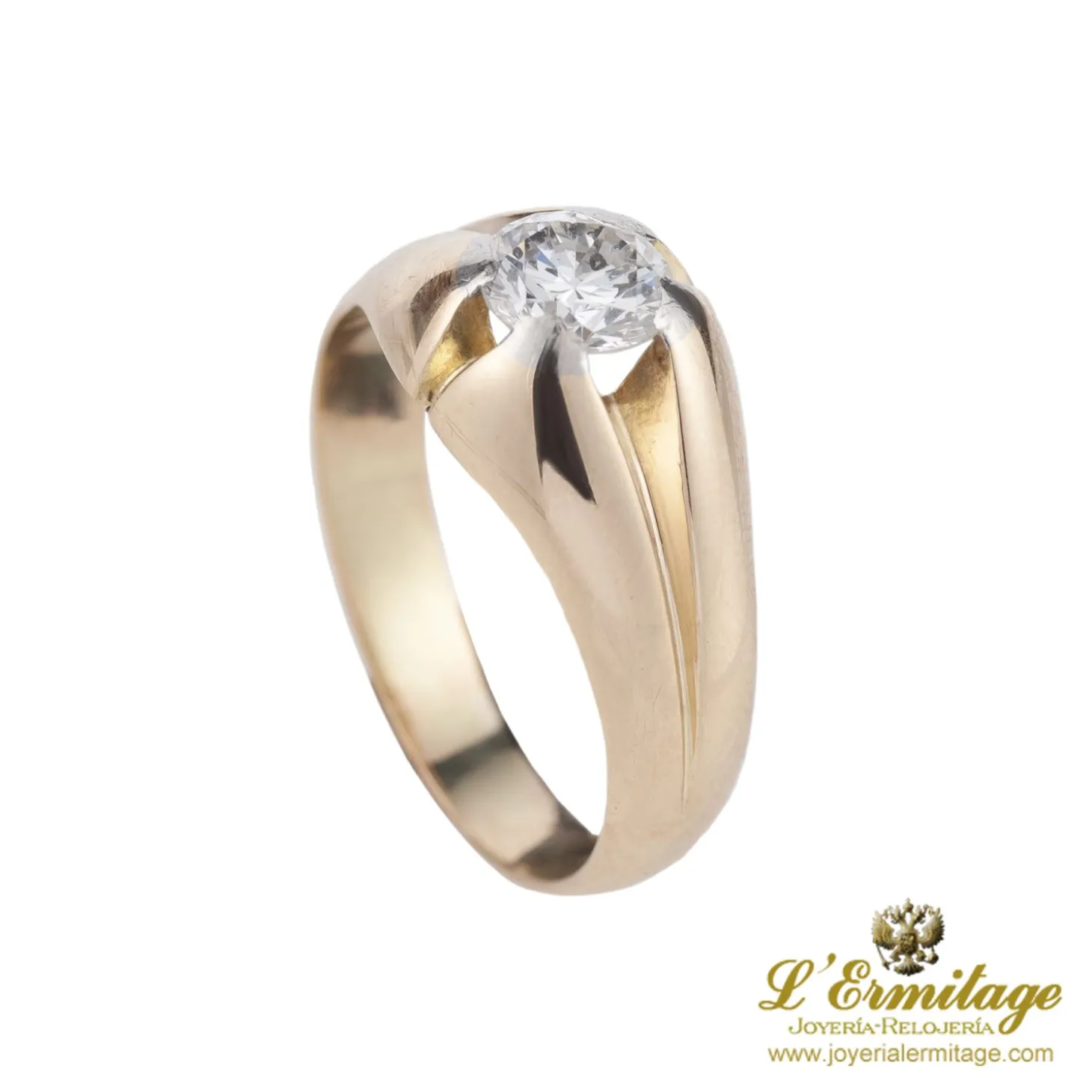 ANILLOS / SORTIJAS Solitario en oro amarillo y un brillante.