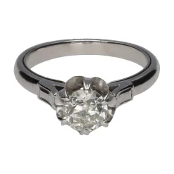 ANILLOS / SORTIJAS Solitario en oro blanco con un brillante. Talla 14.