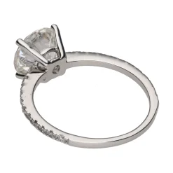ANILLOS / SORTIJAS Solitario en oro blanco con brillantes. Talla 12.