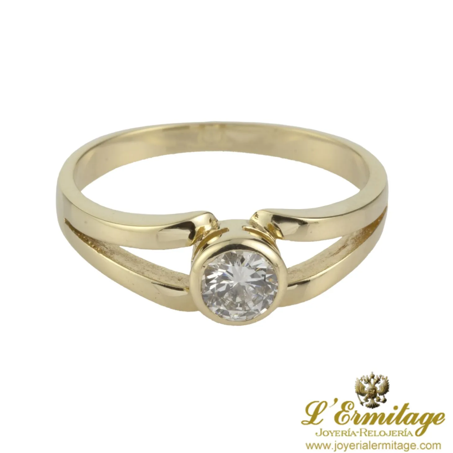 ANILLOS / SORTIJAS Solitario oro amarillo color h, pureza si1 y peso 0,35 cts.