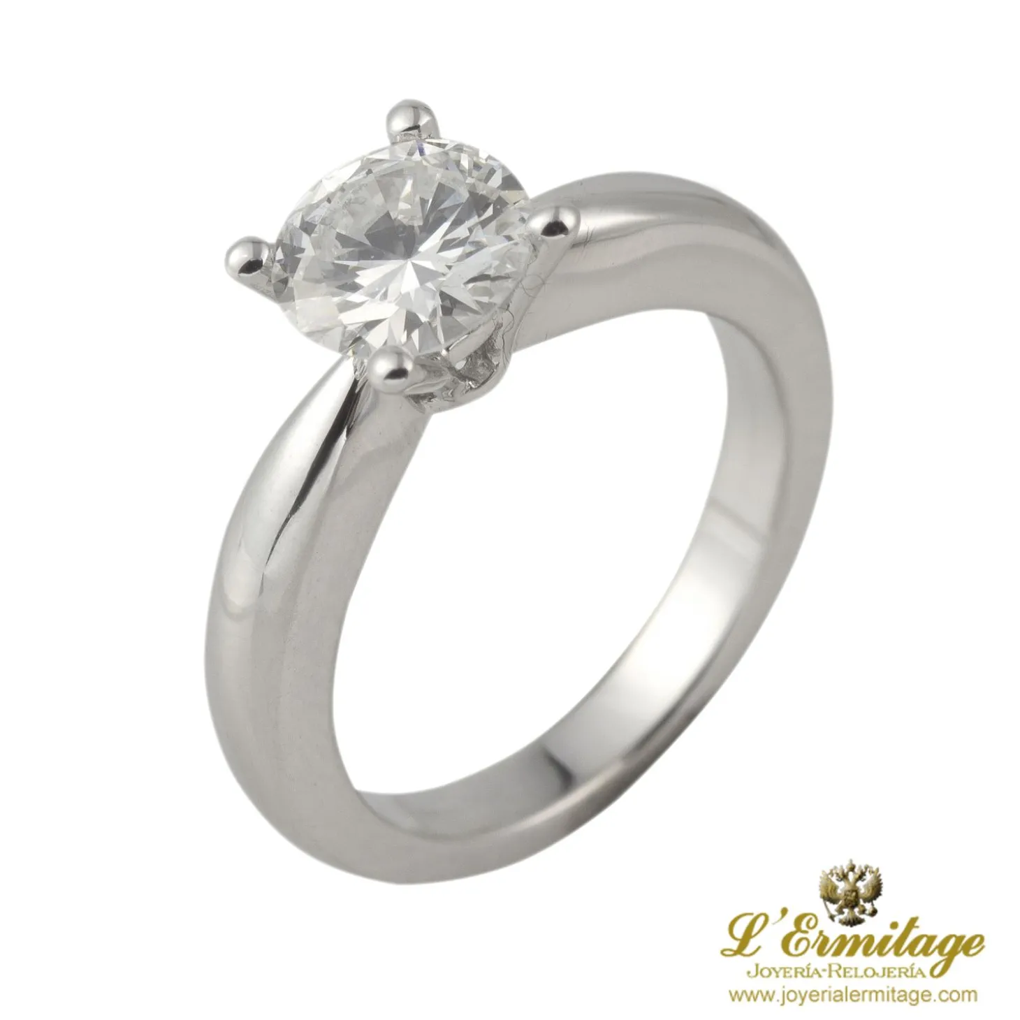 ANILLOS / SORTIJAS Solitario oro blanco color f, pureza vs1 y peso 1,23 cts.