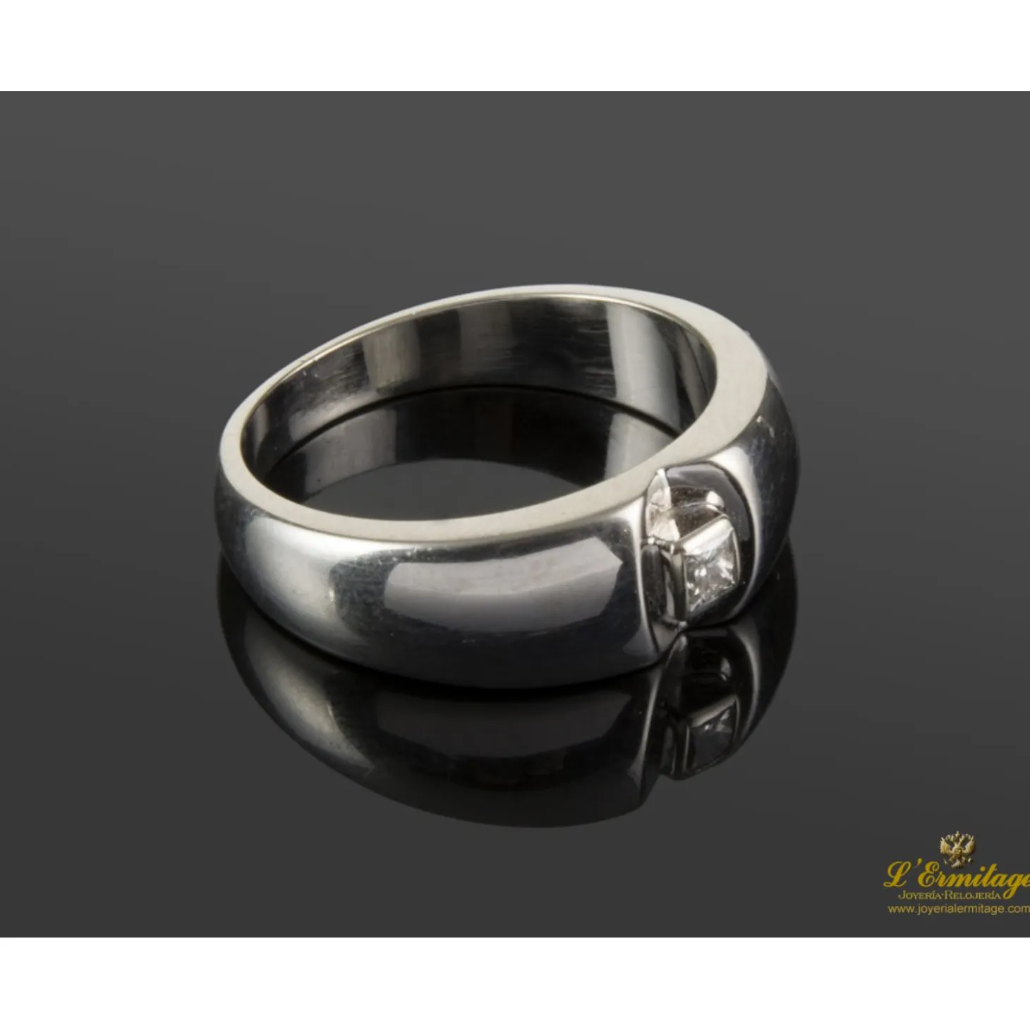 ANILLOS / SORTIJAS Solitario realizada en oro blanco con diamante talla princesa