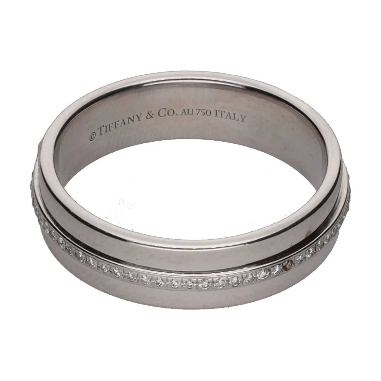 ANILLOS / SORTIJAS Sortija alianza t de tiffany & co. En oro blanco con brillantes. Talla 17.