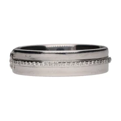 ANILLOS / SORTIJAS Sortija alianza t de tiffany & co. En oro blanco con brillantes. Talla 17.