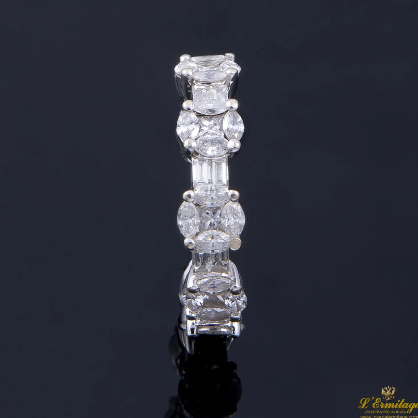 ANILLOS / SORTIJAS Sortija alianza catalana oro blanco y diamantes. Talla nº 14