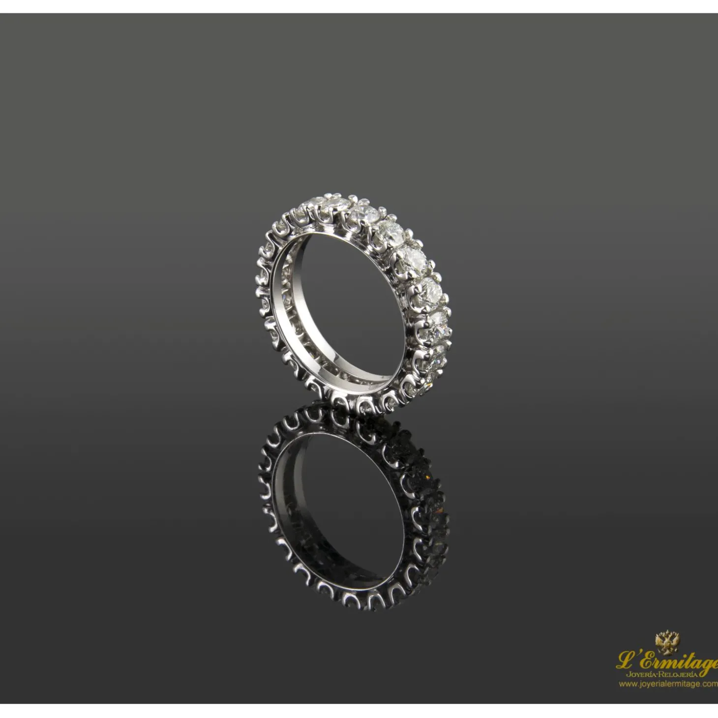 ANILLOS / SORTIJAS Sortija alianza catalana oro blanco y diamantes. Talla nº: 11.