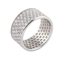 ANILLOS / SORTIJAS Sortija ancha en oro blanco con brillantes. Talla 13-14.