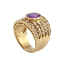 ANILLOS / SORTIJAS Sortija ancha oro amarillo rubí y diamantes. Talla nº: 12