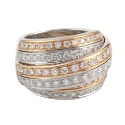 ANILLOS / SORTIJAS Sortija ancha oro blanco oro amarillo y diamantes. Talla nº 16