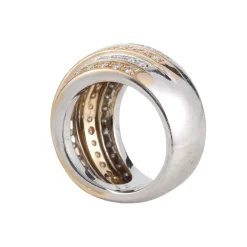 ANILLOS / SORTIJAS Sortija ancha oro blanco oro amarillo y diamantes. Talla nº 16