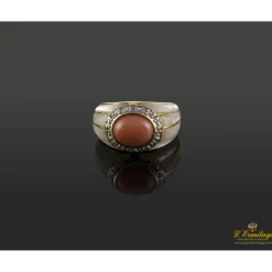 ANILLOS / SORTIJAS Sortija antigua oro amarillo coral y diamantes. Talla nº: 12