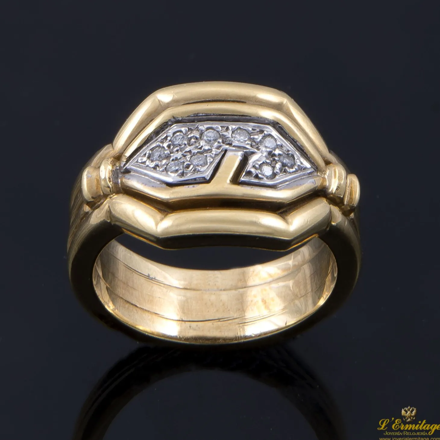 ANILLOS / SORTIJAS Sortija antigua oro amarillo y diamantes talla antigua