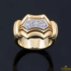 ANILLOS / SORTIJAS Sortija antigua oro amarillo y diamantes talla antigua