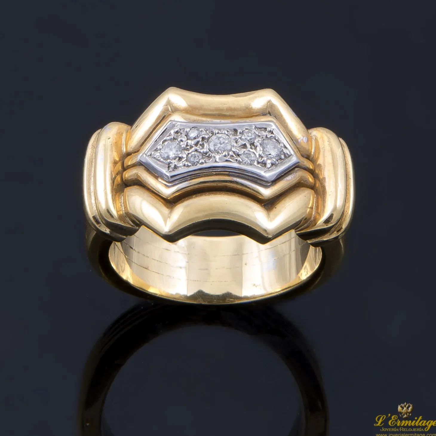 ANILLOS / SORTIJAS Sortija antigua oro amarillo y diamantes talla antigua