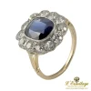 ANILLOS / SORTIJAS Sortija antigua oro amarillo oro blanco zafiro y orla de diamantes.