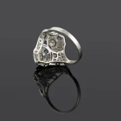 ANILLOS / SORTIJAS Sortija art déco oro blanco diamantes y zafiros
