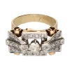 ANILLOS / SORTIJAS Sortija chevalier en oro amarillo y oro blanco con diamantes naturales. Talla 19.