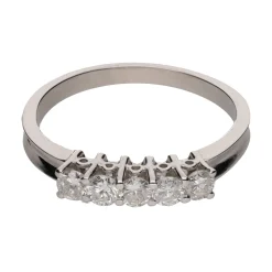 ANILLOS / SORTIJAS Sortija cinquillo en oro blanco con brillantes. Talla 16.