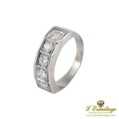 ANILLOS / SORTIJAS Sortija cinquillo oro blanco y diamantes. Talla nº:12
