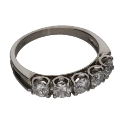 ANILLOS / SORTIJAS Sortija cinquillo en oro blanco con brillantes. Talla 14.