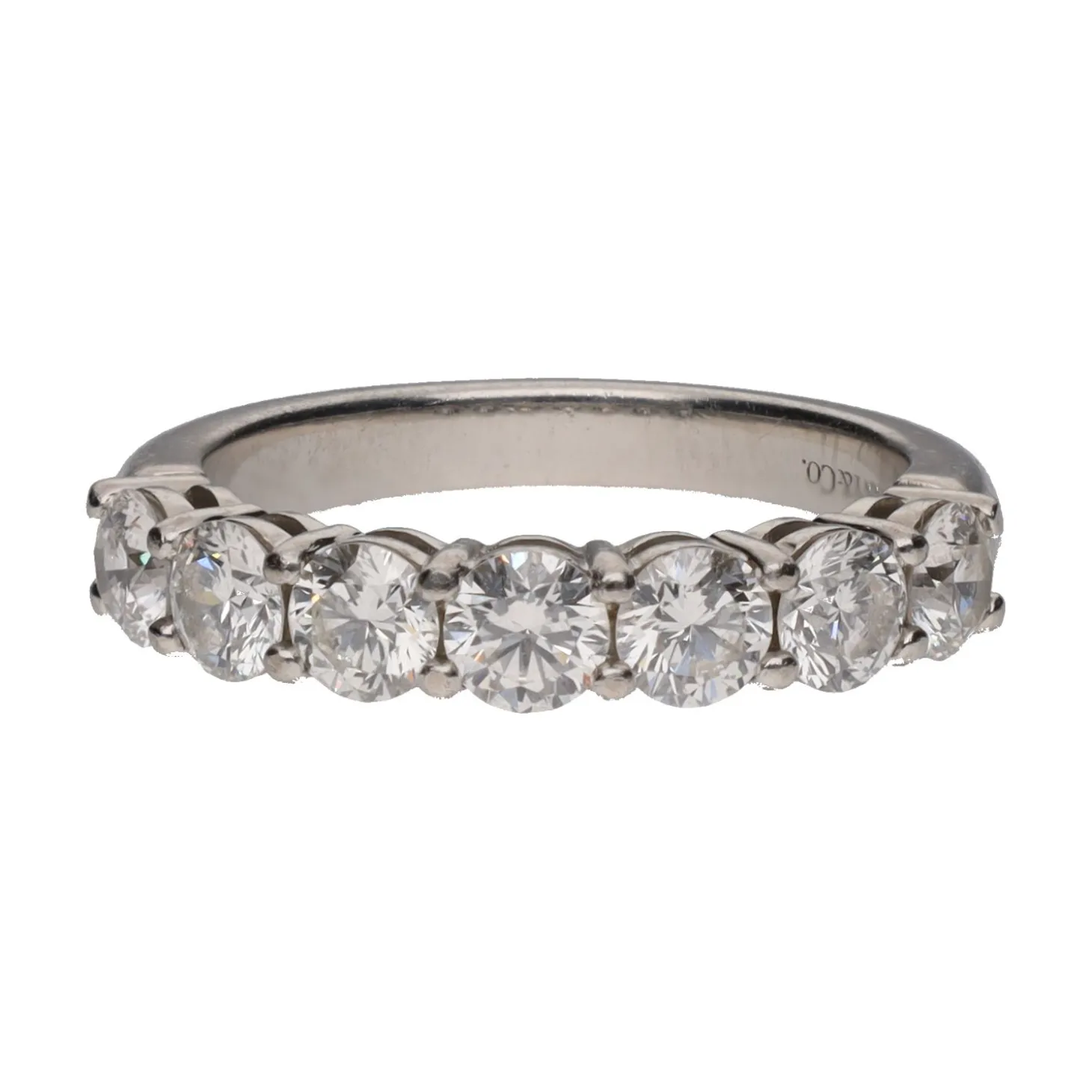 ANILLOS / SORTIJAS Sortija cintillo tiffany en platino y brillantes. Talla 6.