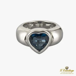 ANILLOS / SORTIJAS Sortija corazón oro blanco topacio azul