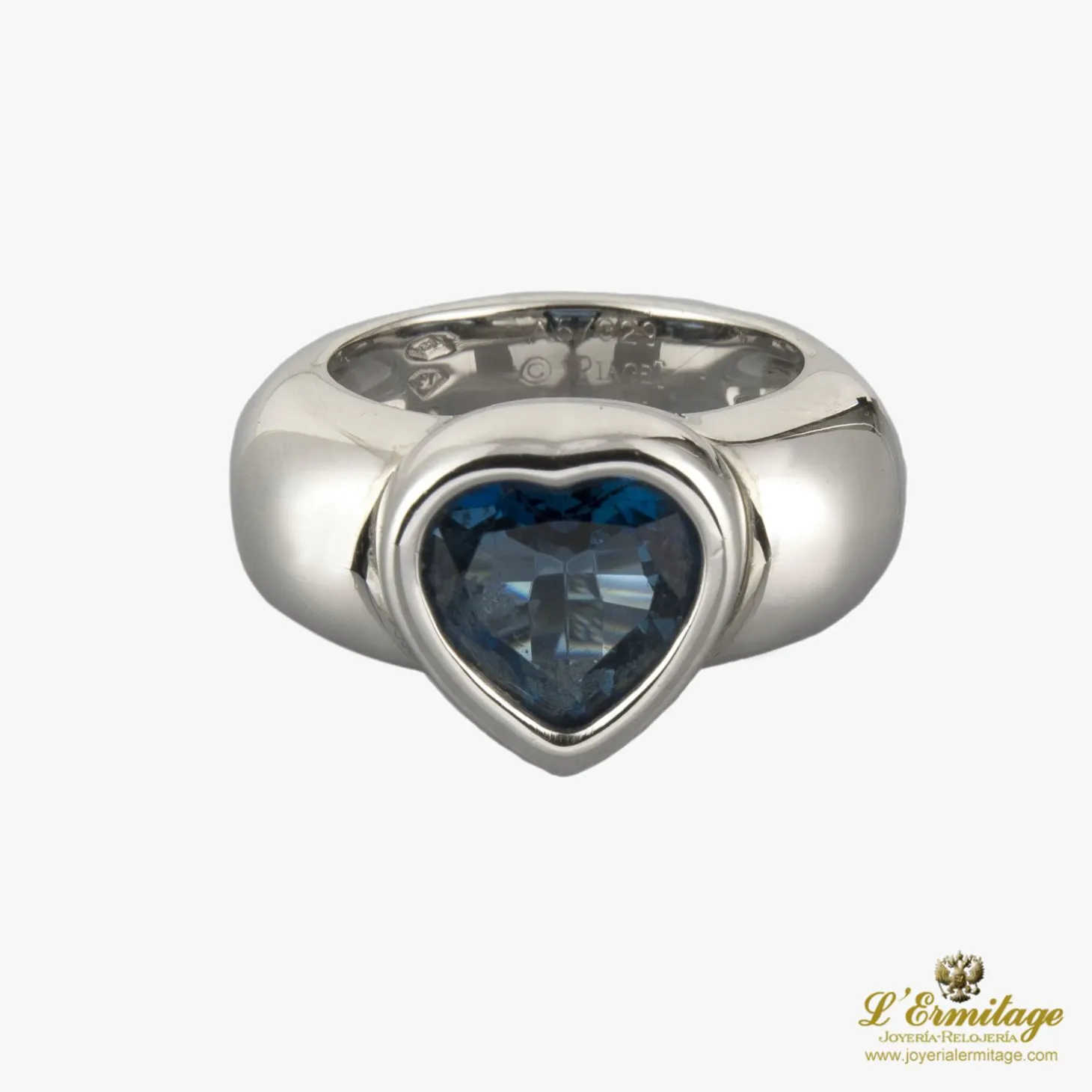 ANILLOS / SORTIJAS Sortija corazón oro blanco topacio azul