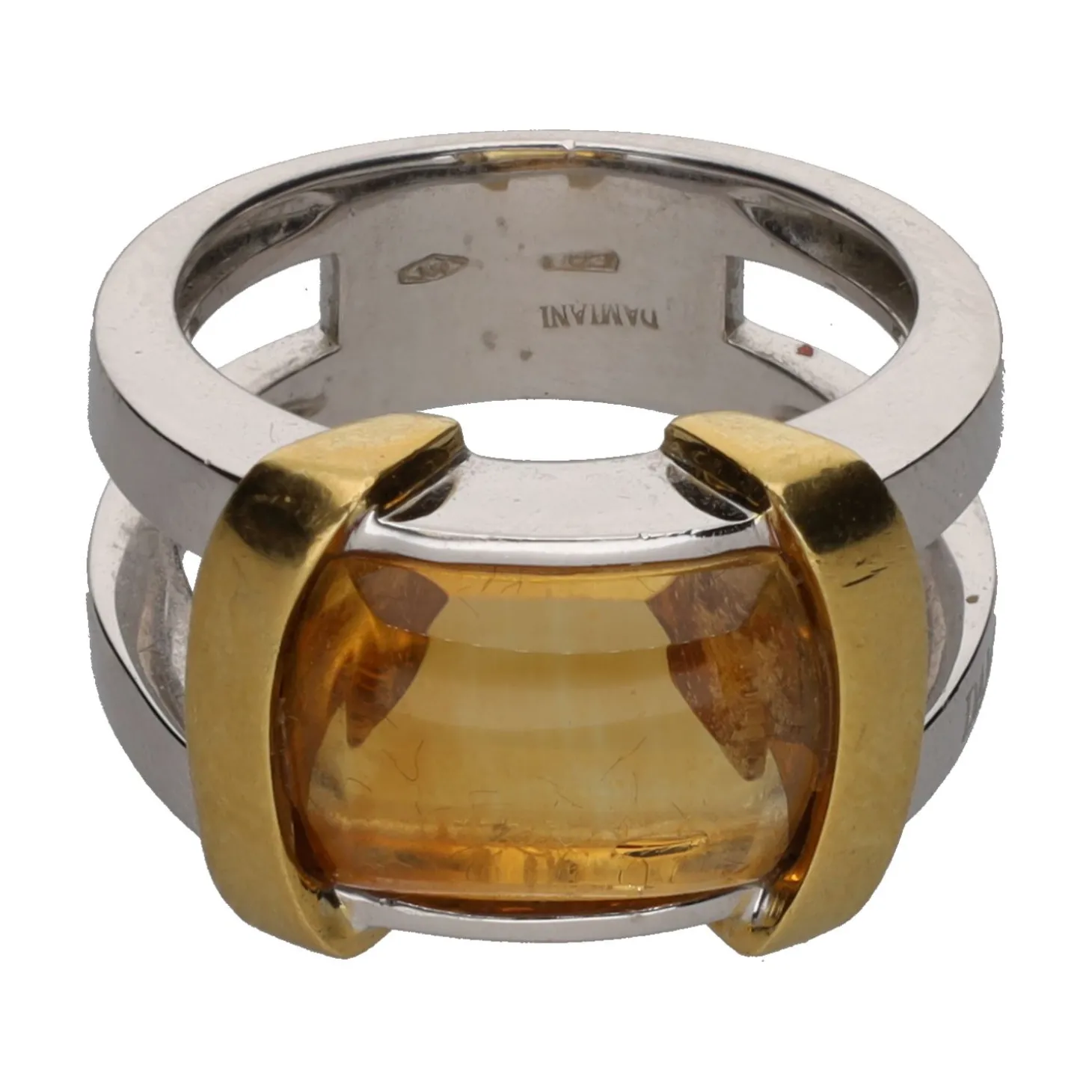 ANILLOS / SORTIJAS Sortija damiani en oro amarillo y oro blanco con un citrino. Talla 15.