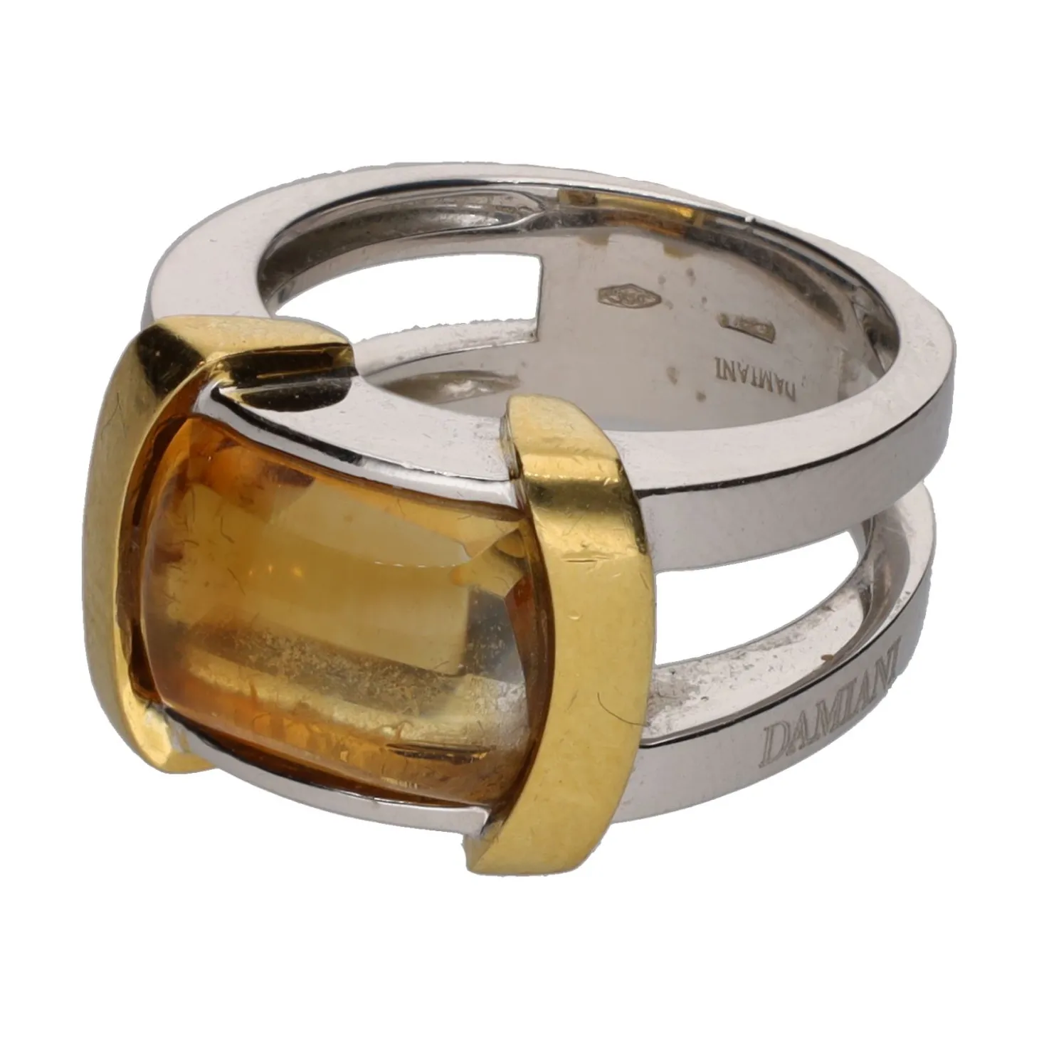 ANILLOS / SORTIJAS Sortija damiani en oro amarillo y oro blanco con un citrino. Talla 15.